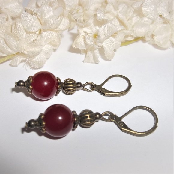 Maroon Earring, Earring Set, Dangle Earring, Drop Earring, Earring, Earring 8267 - Picture 4 of 8